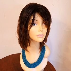VTG TURQUOISE SEED BEAD‎  BIB NECKLACE